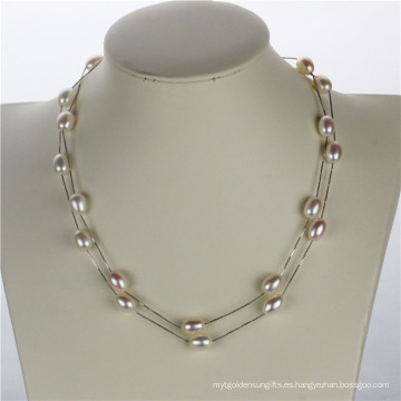 Snh 36inches largo blanco de agua dulce mujeres collar de perlas